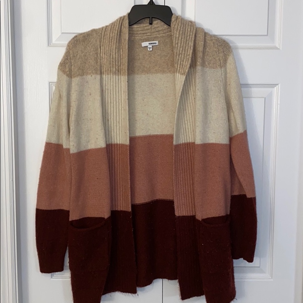 Pink Block Stripe Cardigan